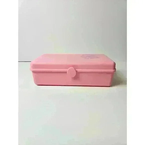 Vintage 80s 90s Pink Mini Caboodle Case Make Up Jewelry With Mirror Rare - Picture 1 of 7
